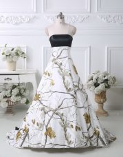 Multi-color Sleeveless Brush Train Pattern Wedding Dress