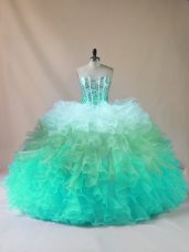 Stylish Multi-color Vestidos de Quinceanera Sweet 16 and Quinceanera with Beading and Ruffles Sweetheart Sleeveless Lace Up