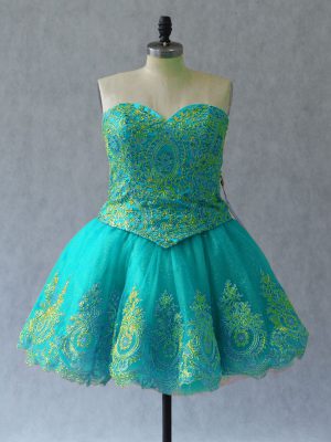 Inexpensive Tulle Sleeveless Mini Length Custom Made Pageant Dress and Appliques and Embroidery