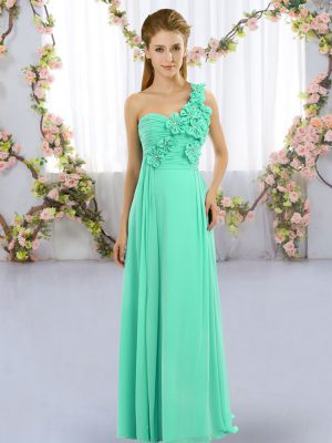 Turquoise Sleeveless Chiffon Lace Up Vestidos de Damas for Wedding Party