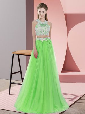 Sleeveless Lace Floor Length Wedding Party Dress