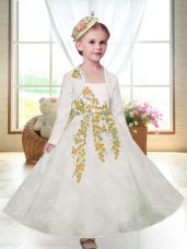 Classical Sleeveless Embroidery Zipper Toddler Flower Girl Dress