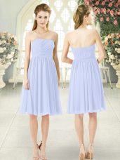 Best Selling Baby Blue Side Zipper Strapless Ruching Prom Party Dress Chiffon Sleeveless