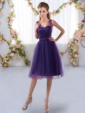 Sleeveless Appliques Zipper Bridesmaid Dress