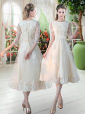 Sexy 3 4 Length Sleeve Lace Lace Up Evening Dress