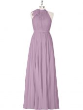 Purple High-neck Neckline Ruching Dress for Prom Sleeveless Zipper