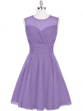 Beautiful Purple Scoop Neckline Ruching Prom Evening Gown Sleeveless Zipper