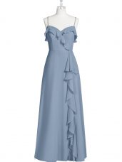 Chiffon Sleeveless Floor Length Prom Dresses and Ruching
