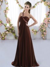 Fantastic Beading Dama Dress Brown Lace Up Sleeveless Brush Train