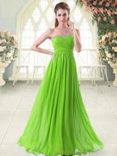 Sumptuous Sweetheart Sleeveless Chiffon Prom Dresses Beading and Ruching Zipper