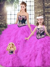Admirable Floor Length Ball Gowns Sleeveless Fuchsia Sweet 16 Dress Lace Up