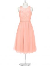 Modest Pink Zipper Lace Sleeveless Mini Length