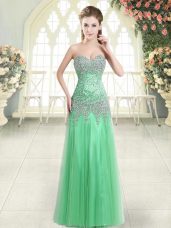 Beading Prom Dress Zipper Sleeveless Floor Length