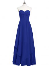 Affordable Royal Blue Sleeveless Chiffon Zipper Prom Dress for Prom and Party and Military Ball