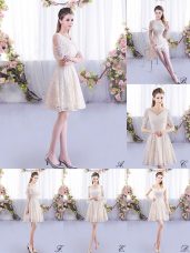 Glorious Short Sleeves Lace Lace Up Wedding Party Dress