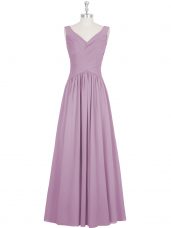 On Sale Purple Zipper Evening Dress Ruching Sleeveless Floor Length