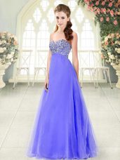 Clearance Lavender Sleeveless Beading Floor Length Evening Party Dresses