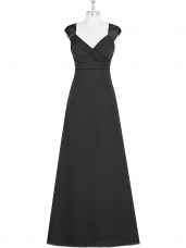 Black Column/Sheath V-neck Sleeveless Lace Floor Length Zipper Homecoming Dress