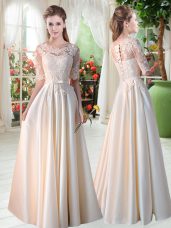 Deluxe Scalloped Half Sleeves Satin Lace Lace Up