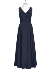 Glorious Black Zipper V-neck Ruching Prom Dresses Chiffon Sleeveless