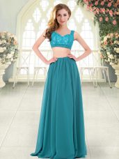 Sleeveless Zipper Floor Length Beading and Lace Evening Dress