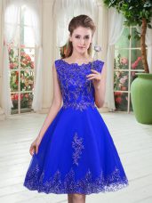 Customized Scoop Sleeveless Lace Up Teens Party Dress Royal Blue Tulle