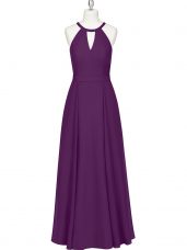 Adorable Floor Length Eggplant Purple Prom Dresses Straps Sleeveless Zipper