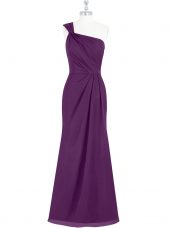 Superior Eggplant Purple Sleeveless Chiffon Side Zipper Prom Dresses for Prom and Party