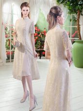 Eye-catching Short Sleeves Tea Length and Lace