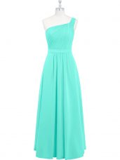 New Arrival Chiffon Sleeveless Floor Length Evening Dress and Ruching