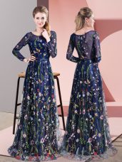 Long Sleeves Sweep Train Zipper Pattern Prom Evening Gown