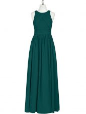 Trendy Dark Green Sleeveless Ruching Floor Length Evening Gowns