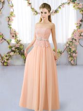 Sleeveless Lace and Belt Lace Up Quinceanera Court Dresses