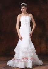 Customize Mermaid Wedding Dress With Strapless Ruffled Layers Decorate - Top Selling