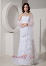 Fashionable Column / Sheath Sweetheart Wedding Dress Organza Appliques Court Train