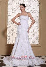 Spaghetti Straps Mermaid Wedding Dress For 2013 Lace With Beading Decorate Bodice