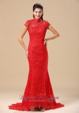 High-neck Short Sleeves and Lace Over Skirt For 2013 Prom Dress In Phoenix