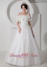 Beautiful A-line Straps Wedding Dress Tulle Appliques Floor-length