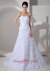 Customize Wedding Dress A-line Sweetheart Ruch Court Train Chiffon