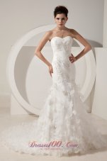 Special Mermaid Sweetheart Court Train Organza Beading Wedding Dress