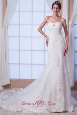 Brand New Mermaid Strapless Court Train Lace Beading Wedding Dress
