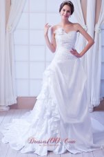 The Most Popular A-line / Princess Sweetheart Court Train Taffeta Appliques Wedding Dress