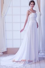 Beautiful Empire Straps Court Train Chiffon Beading Wedding Dress