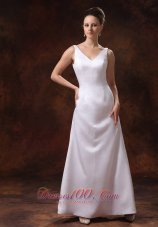 V-neck Ankle-length Satin Mother Of The Bride Dress For Custom Made