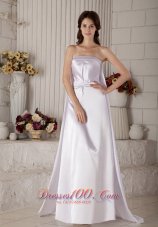 Exclusive Wedding Dress Ruch Column Strapless Brush Train Satin