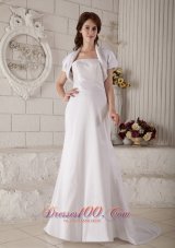 Custom Made Wedding Dress A-line / Princess Strapless Court Train Satin