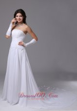 Chiffon Cheap Maternity Wedding Dress With Strapless Chapel Train In Castro Valley California