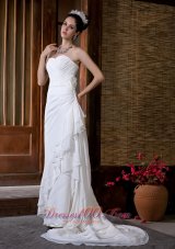 Simple Wedding Dress Column Sweetheart Ruch Court Train Chiffon