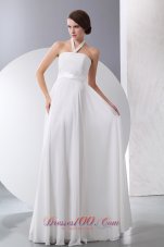 Simple Empire Halter Low Cost Wedding Dress Floor-length Chiffon