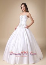 White Ball Gown Sweetheart Beading Taffeta Wedding Dress